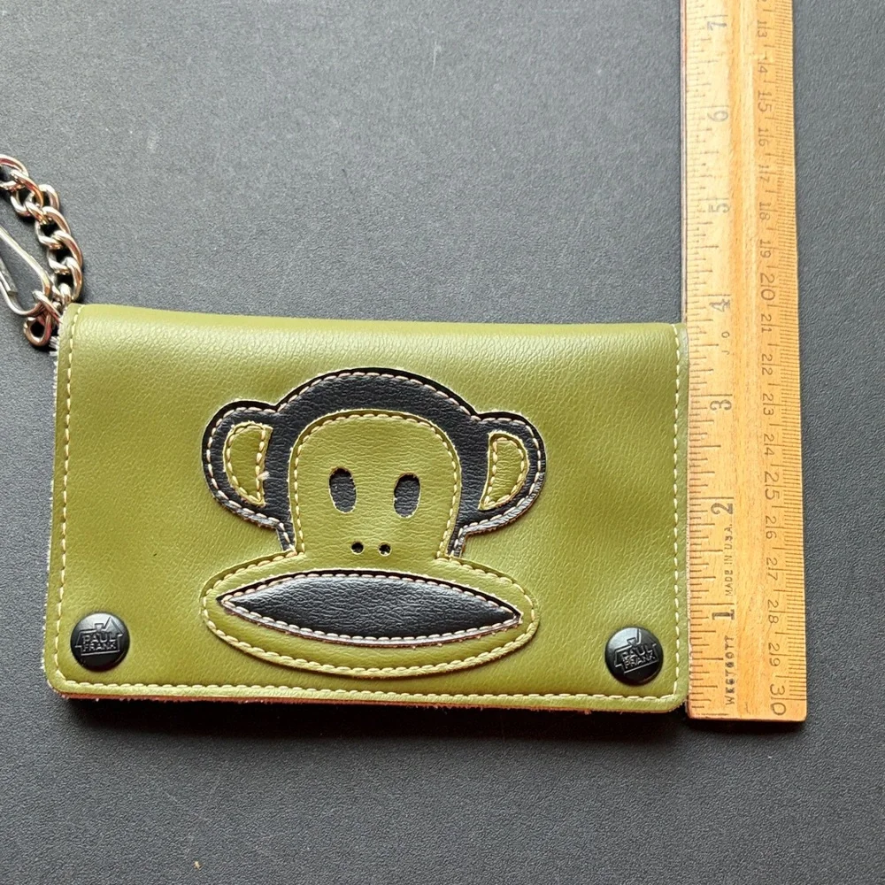 Paul Frank Olive Green Julius Monkey Wallet with Chain Strap
